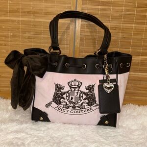 Juicy Couture Classic Scottie dogs pink brown tote bag daydreamer purse Y2K NWT